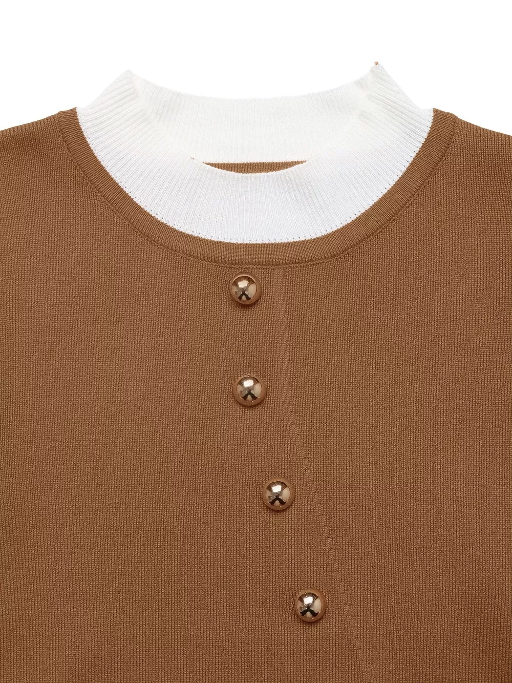 Decor Button Contrast Hem Knit Top, image 14