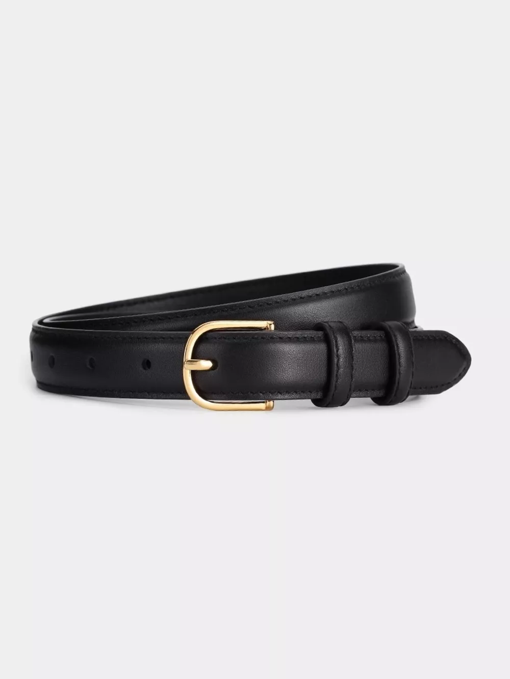 Classic Leather Belt with Golden Buckle, image 4