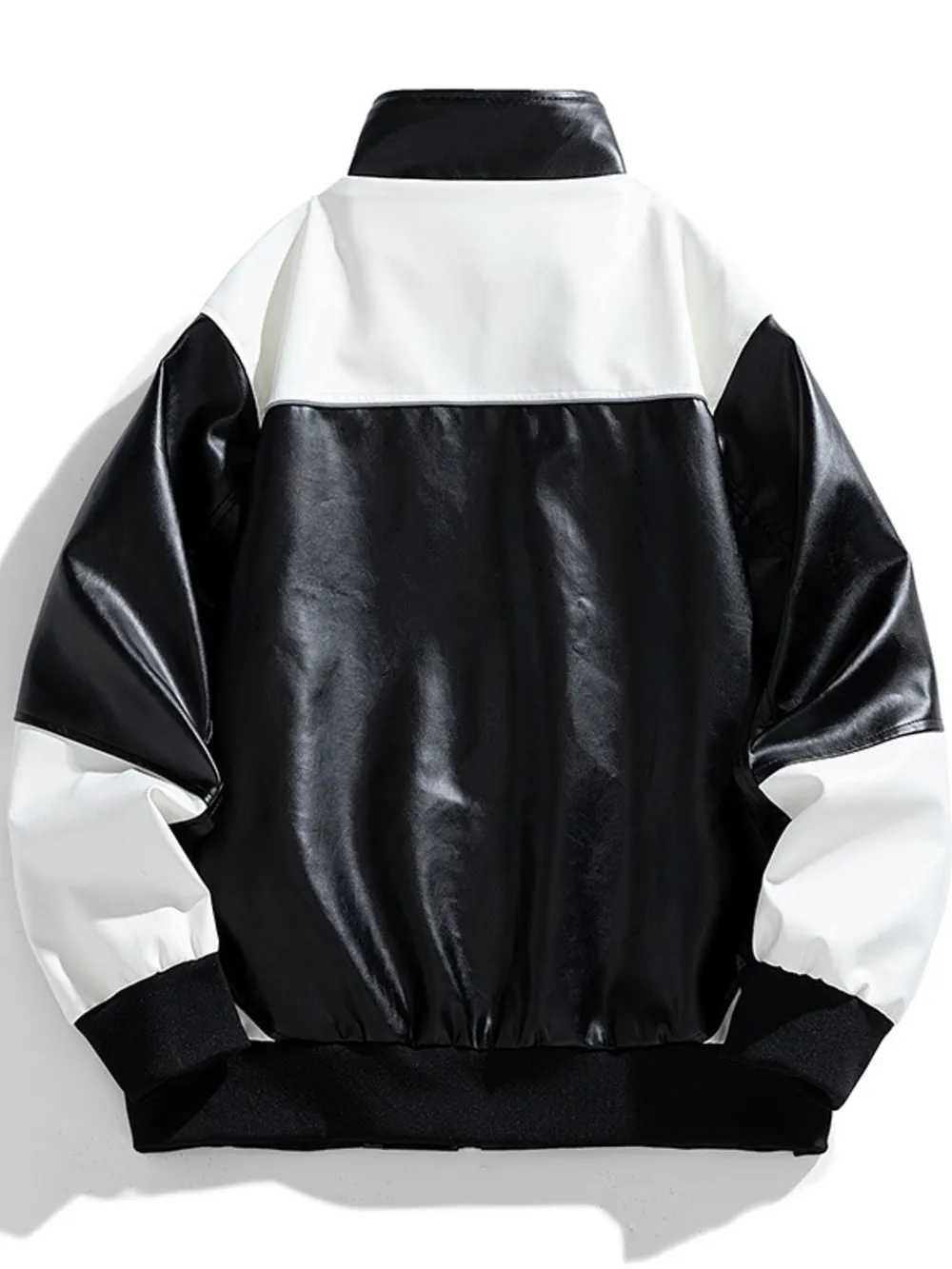 Men's Plus Size Racing Style Leather Jacket, image 2