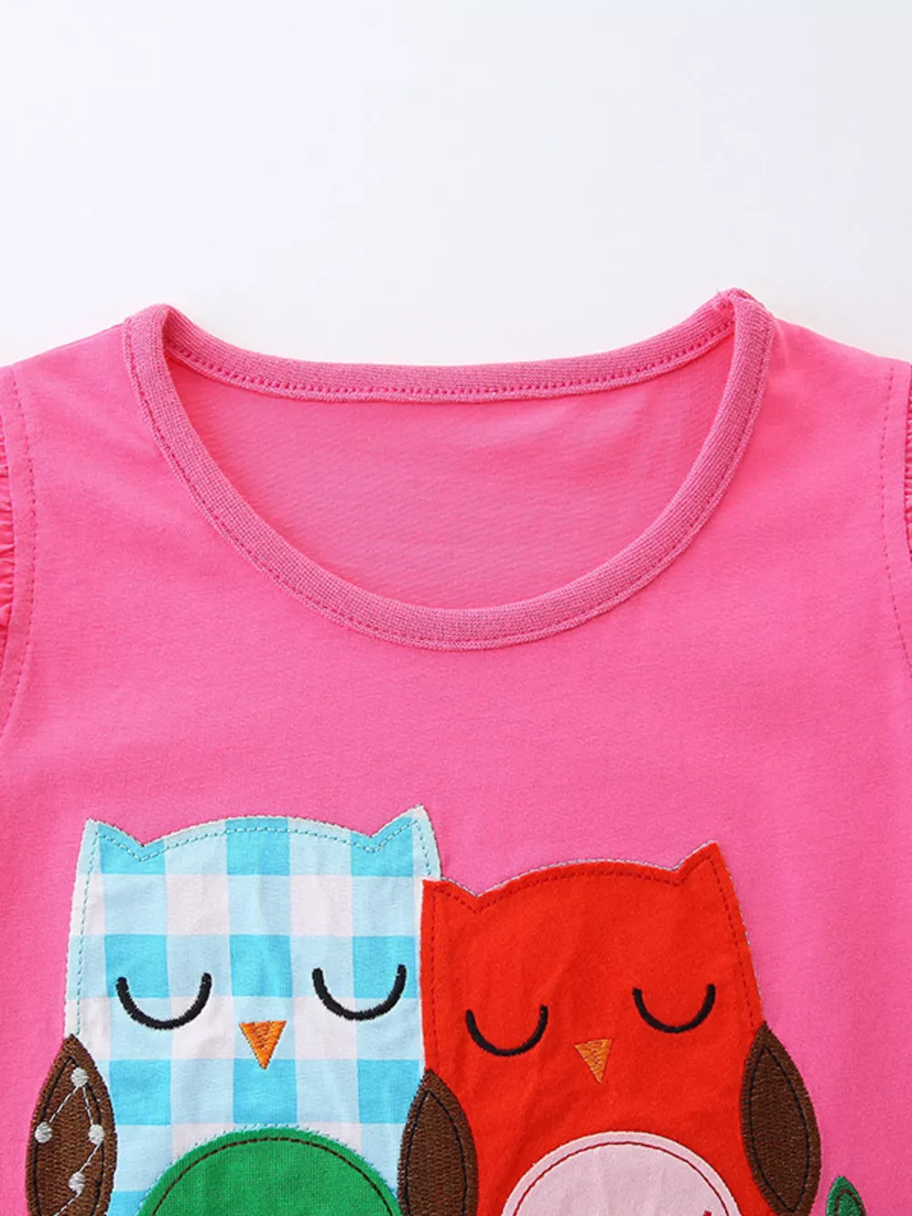 Children's Owl Graphic Top and Plaid Shorts Set, image 3