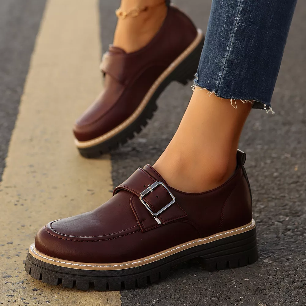 Buckle Accent Chunky Platform Loafers, image 2