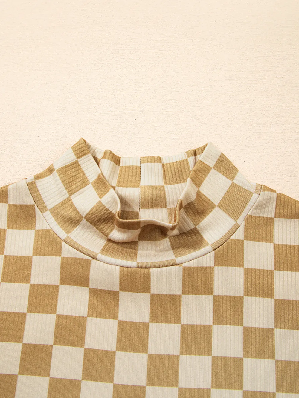 Check Pattern Turtleneck Slim Long Sleeve Tee, image 7