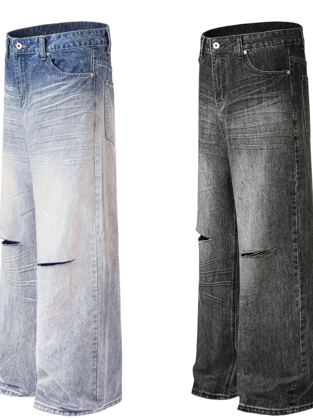 Men's Distressed Wide Leg Jeans, image 5