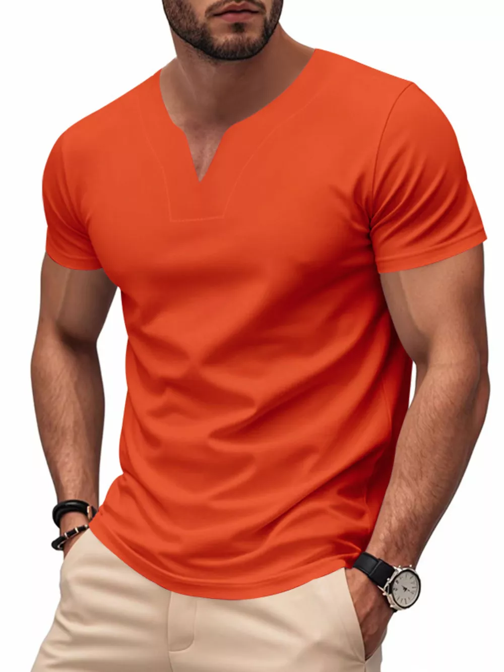 Men's Full Size Casual V-Neck Short Sleeve T-Shirt Plus Size, image 14