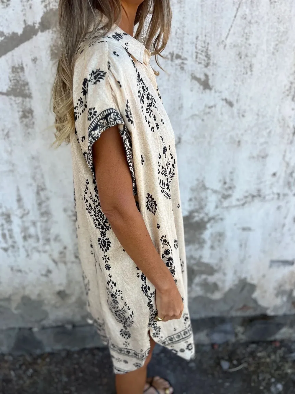 Full Size Printed Short Sleeve Button-Up Shirt Dress Plus Size, image 13