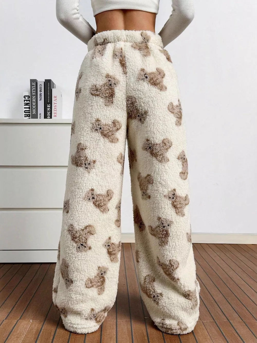Teddy Bear Print Fluffy Pants, image 7