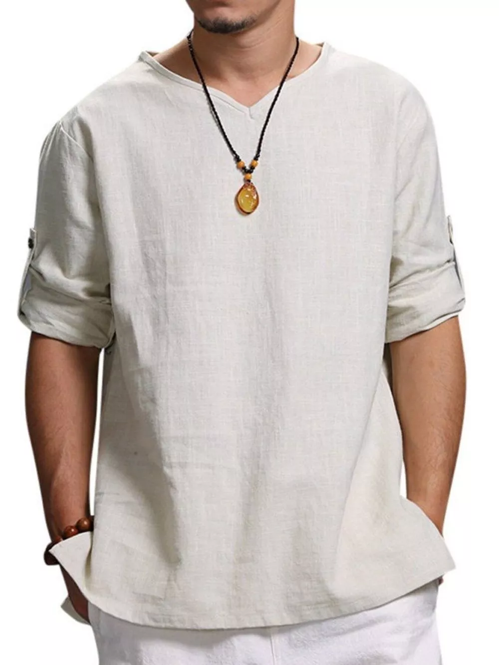Men's Plus Size Casual Comfortable Fit 3/4 Sleeve Blouse, image 4
