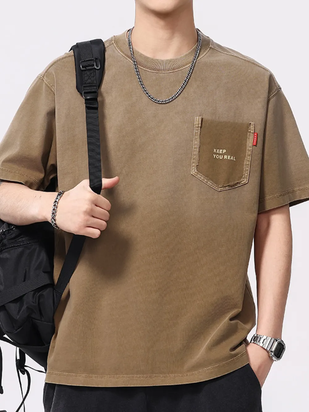 Men's Plus Size Round Neck Short Sleeve T-Shirt, image 3