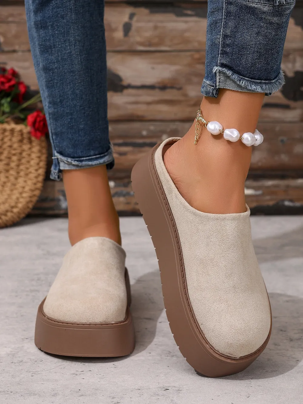 Platform Suede Slip-Ons