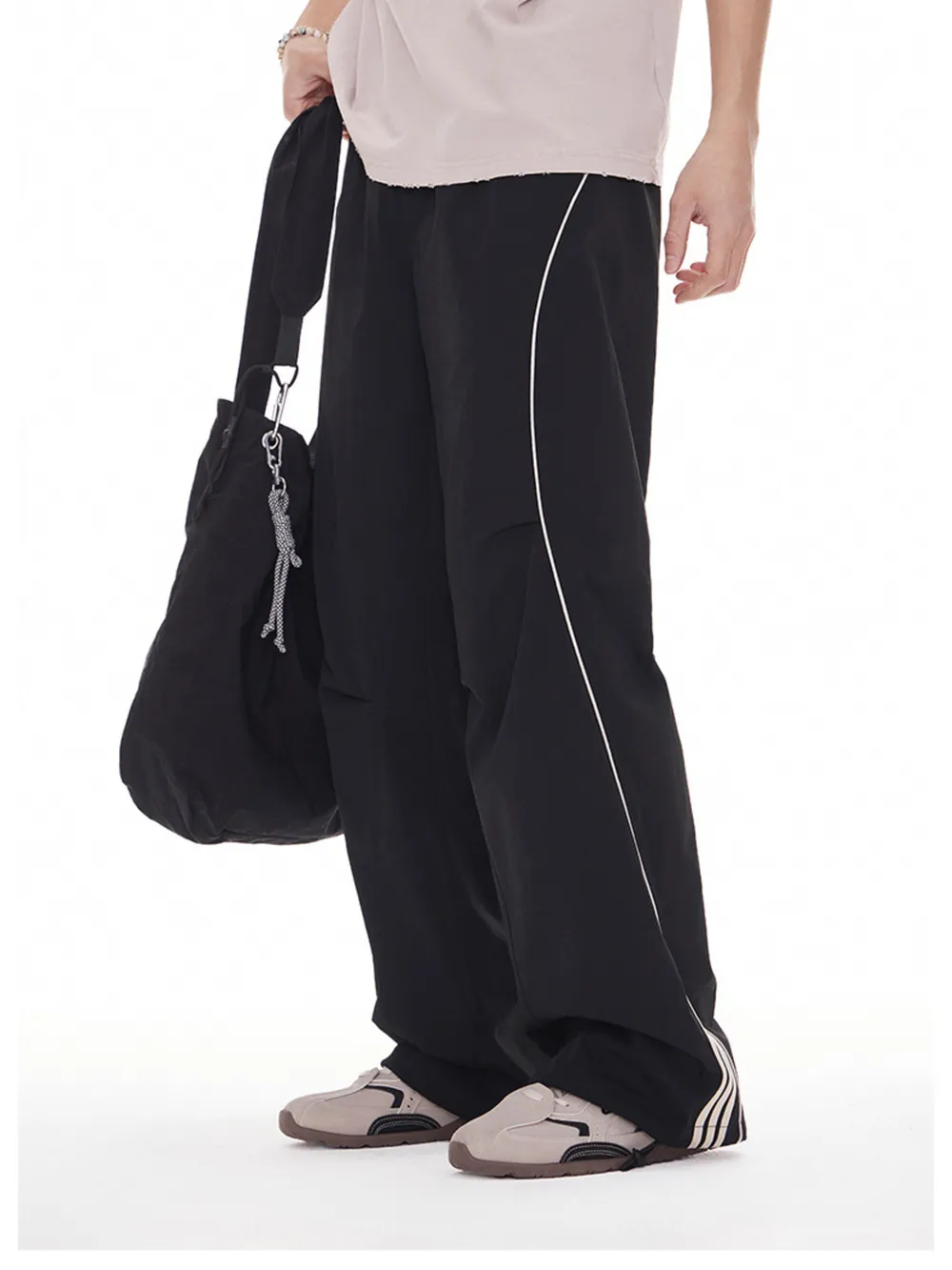 Men's Stripe Wide Leg Cargo Pants, image 5