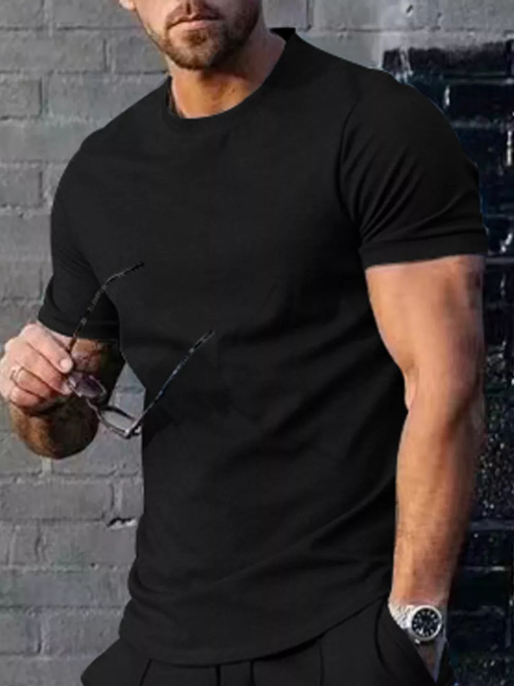 Men's Plus Size Solid Color Casual T-Shirt, image 3