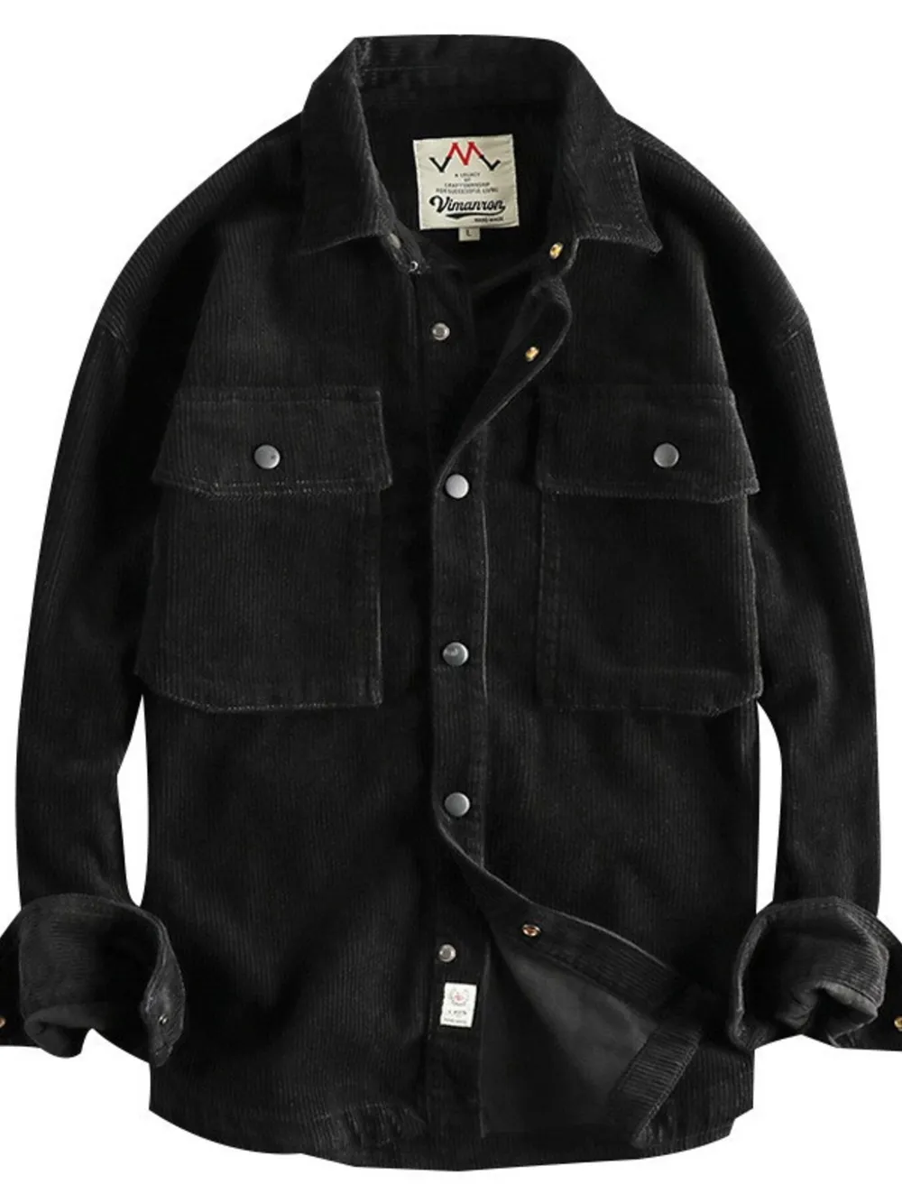 Men's Plus Size Corduroy Button Up Long Sleeve Jacket, image 3