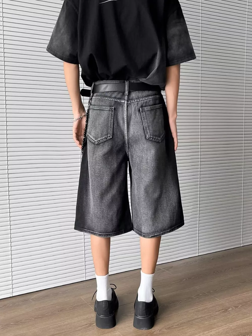 Men's Full Size Distressed Wide Leg Denim Shorts Plus Size, image 6