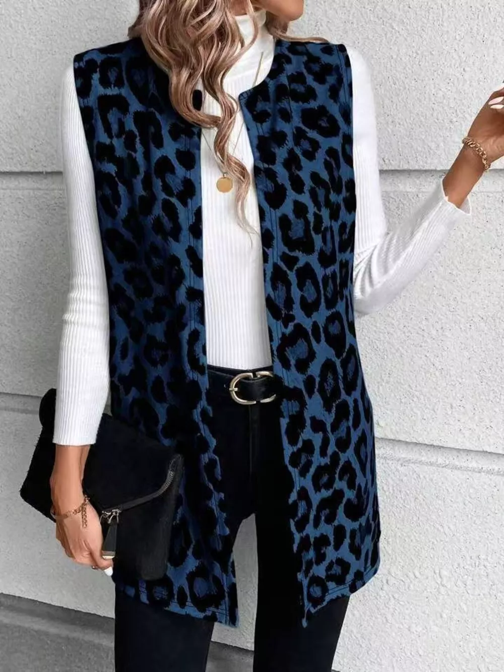 Sleeveless Leopard Print Vest Coat, image 3