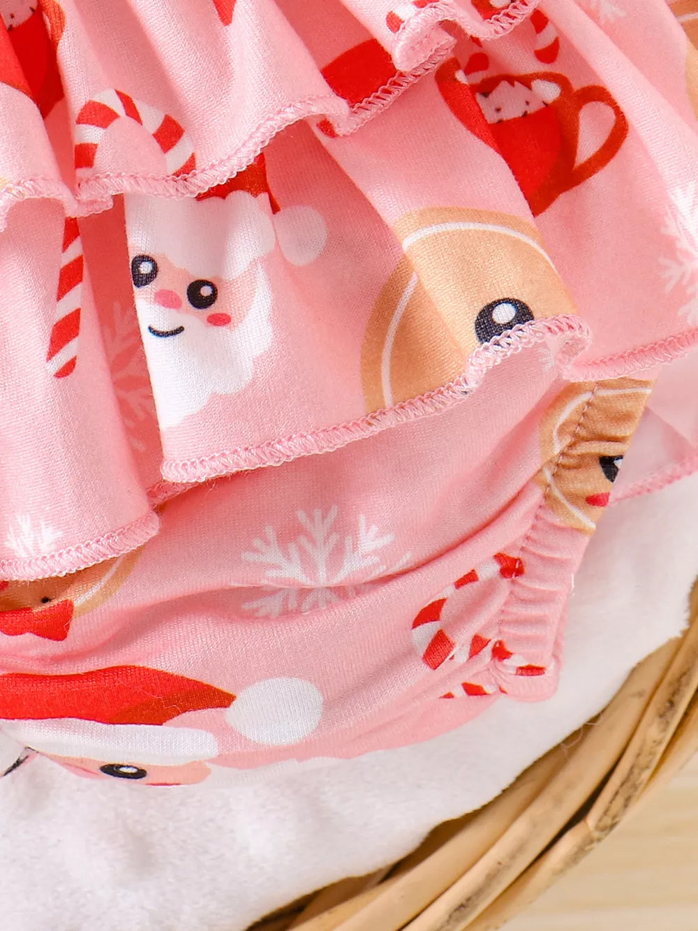 Children's Christmas Ruffled Long Sleeve Top and Skirt Set with Headband, image 9