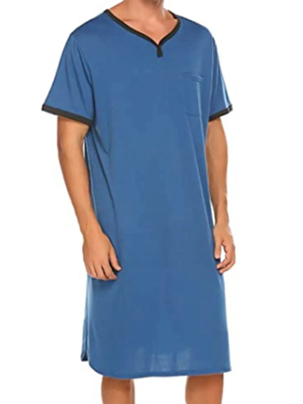 Men's Plus Size Contrast Trim Short Sleeve Loungewear, image 6