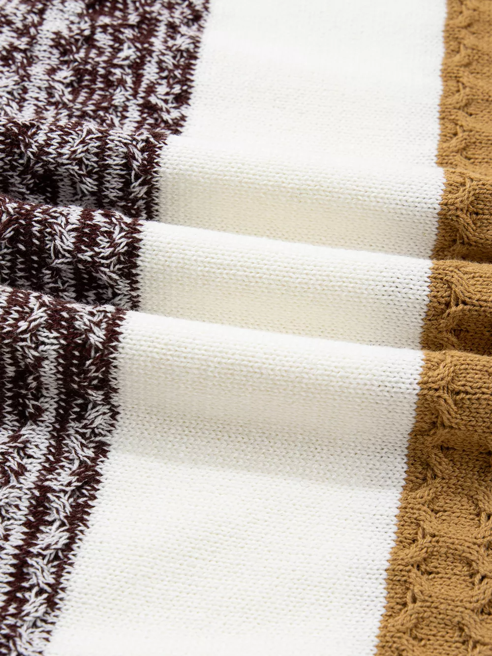 Mixed Texture Knit Striped Color Block Loose Sweater, image 11