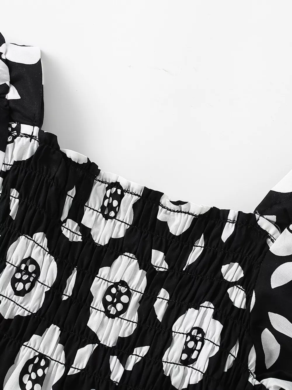 Children's Floral Print Square Neck Puff Sleeve Dress, image 3
