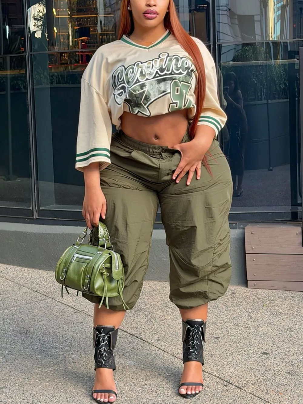 Baggy Cargo Cropped Pants, image 2