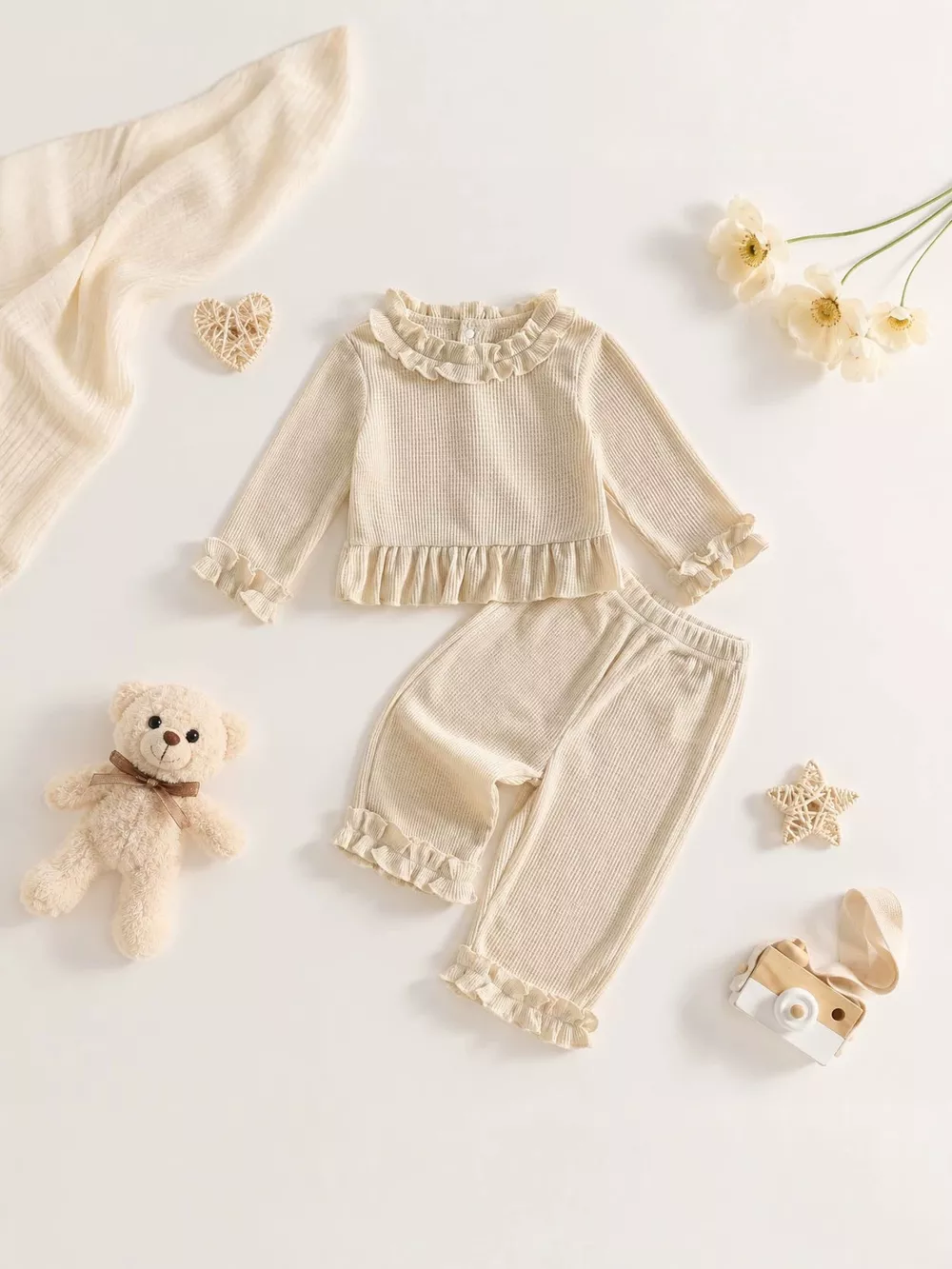 Children's Ruffle Trim Long Sleeve Top and Pants Set, image 3