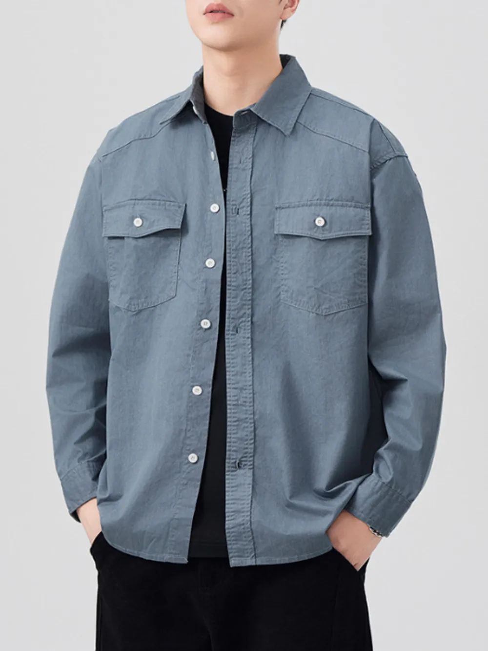 Men's Plus Size Button Up Long Sleeve Shirt, image 4