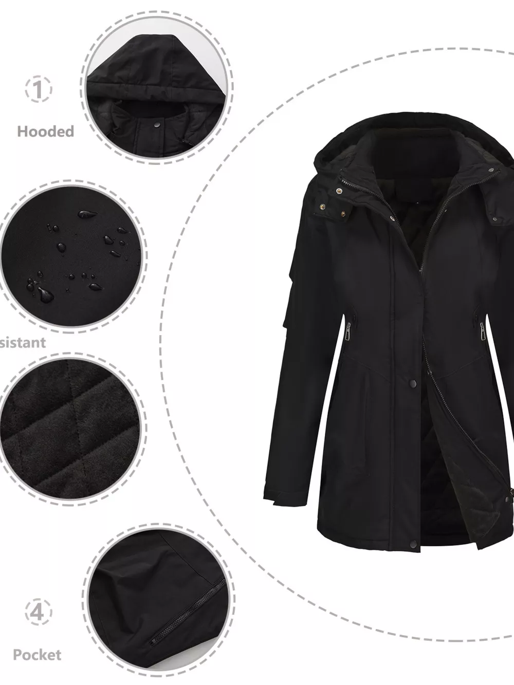 Full Size Hooded Mid-Length Windproof Outerwear Plus Size, image 21