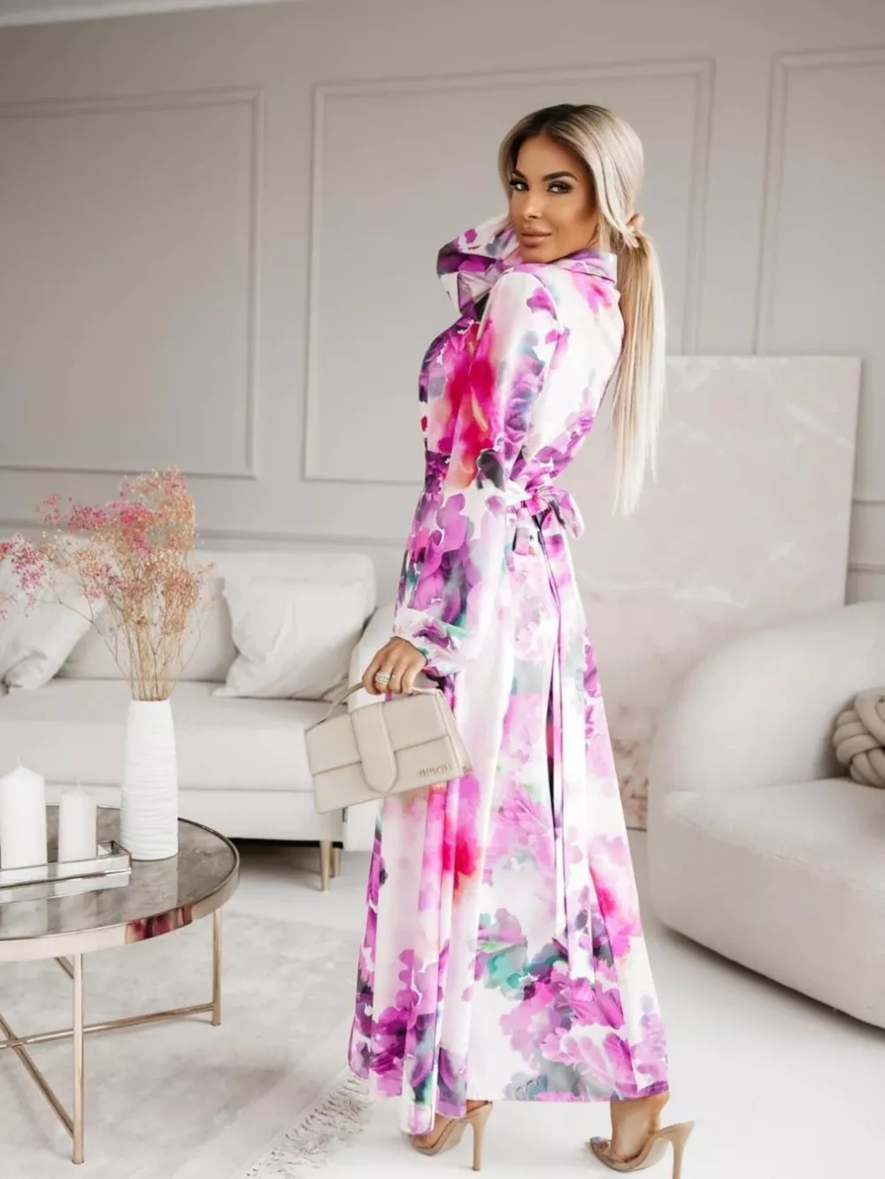 Printed Button Front Maxi Shirt Dress, image 21