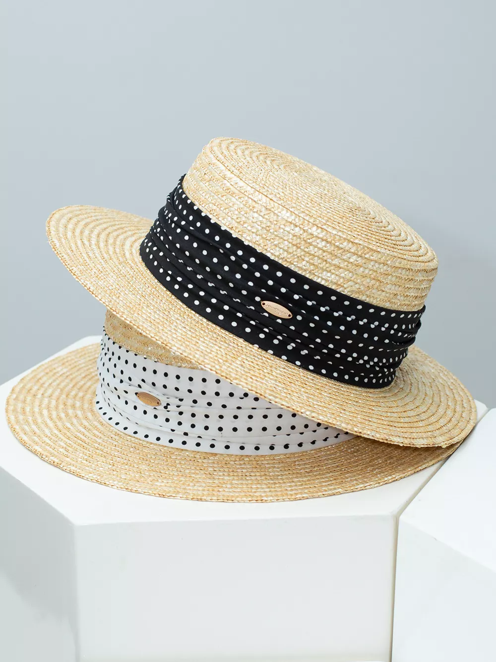 Ribbon Straw Boater Hat, image 3