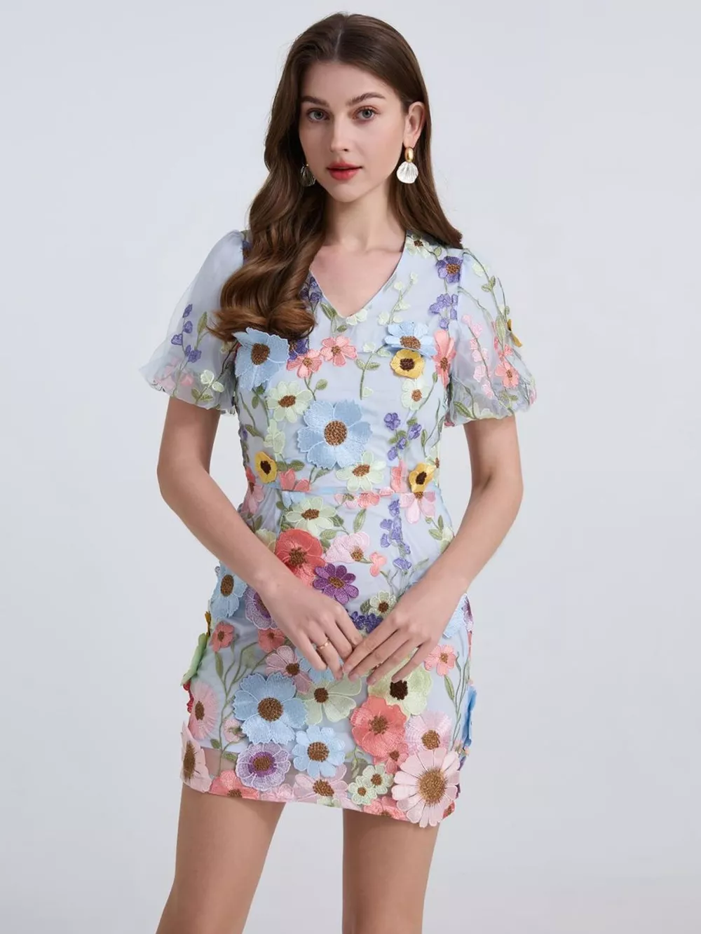 Floral Puff Sleeve Mini Dress, image 10