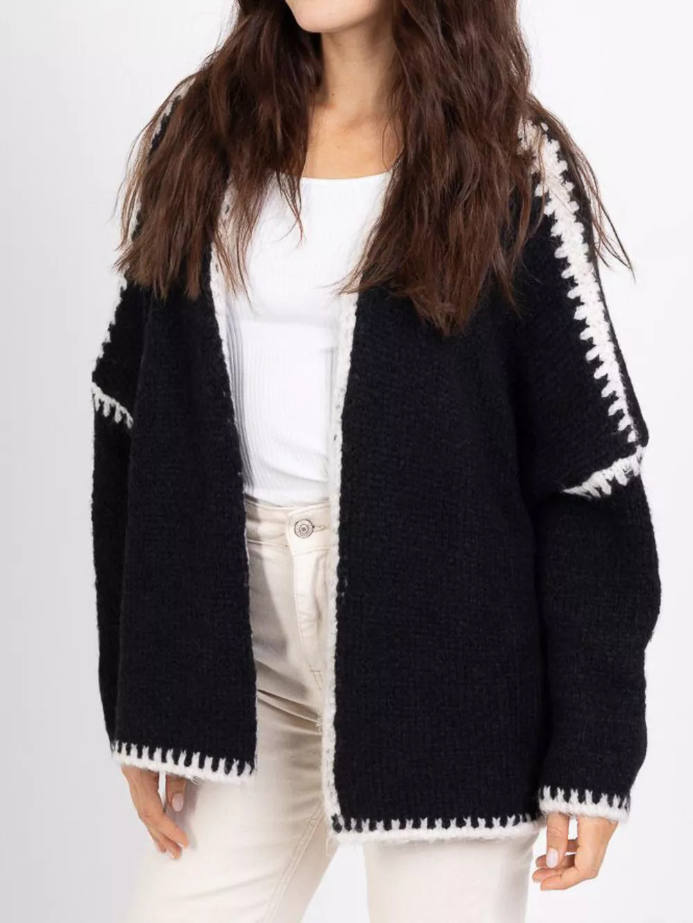 Contrast Trim Open Front Cardigan, image 25