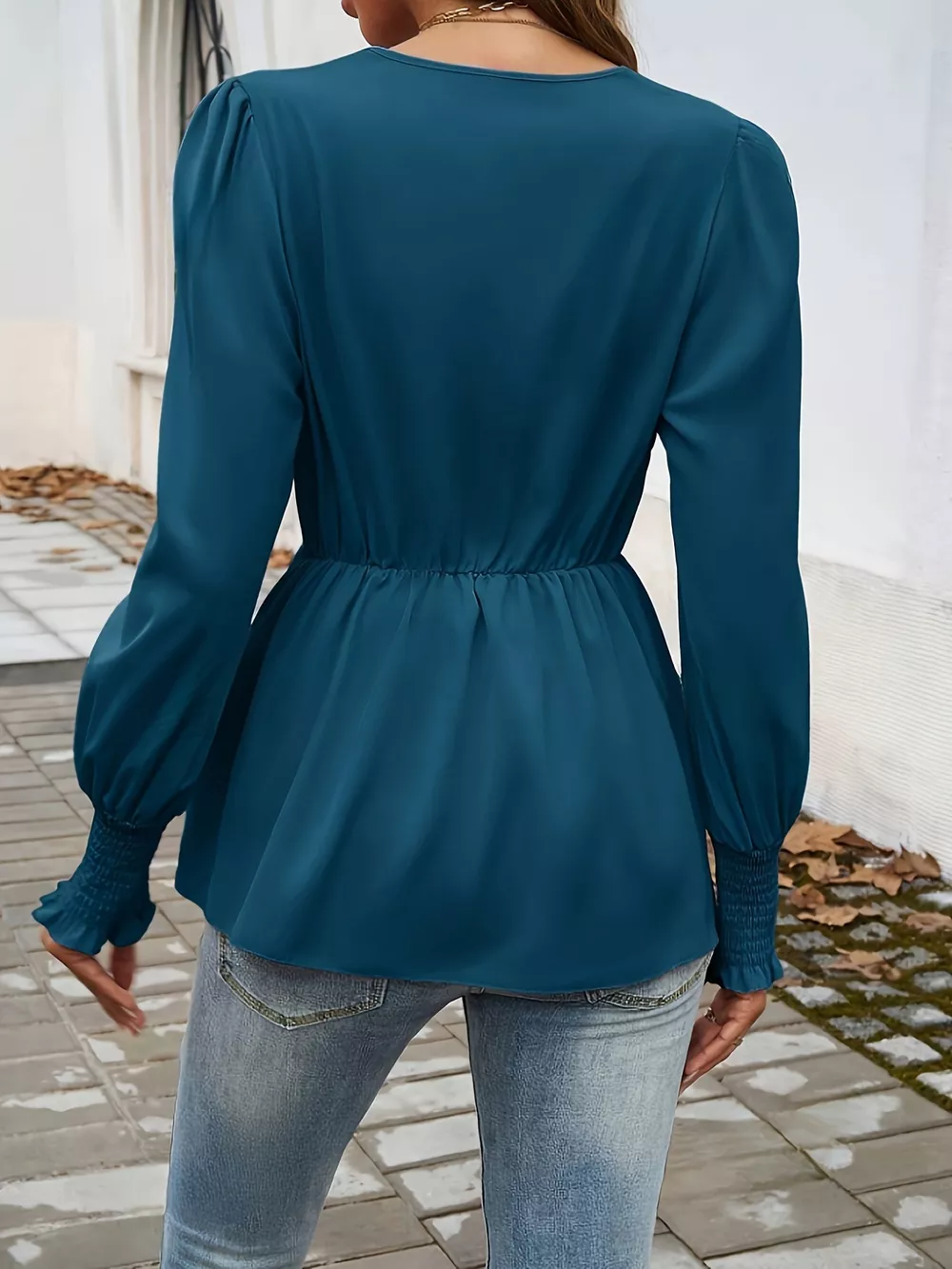 Knot Front Lantern Sleeve Blouse, image 5