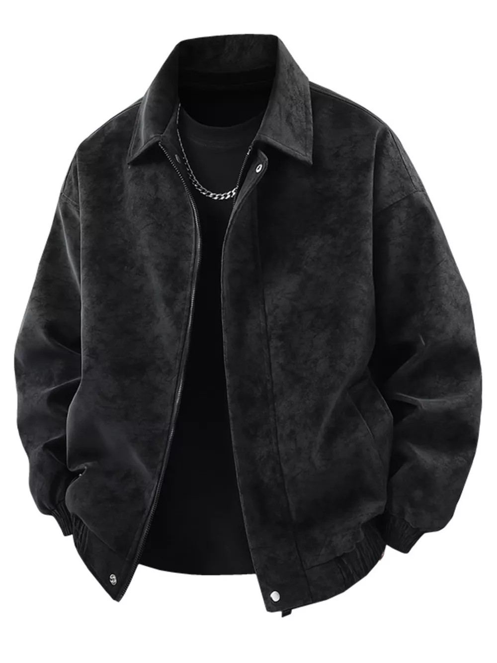 Men's Plus Size Zip Up Leather Jacket, image 2