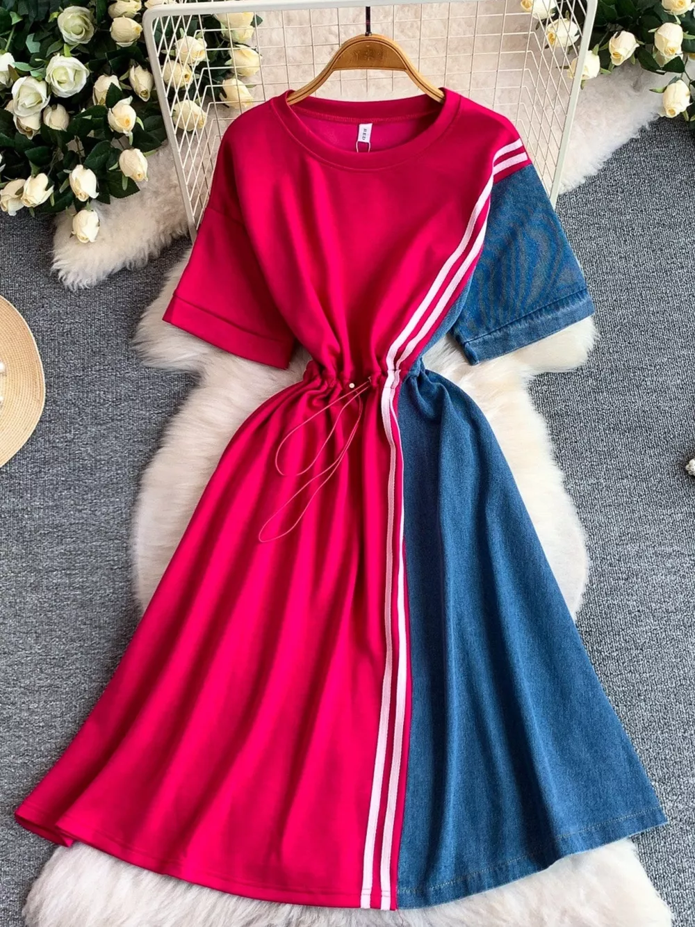 Color Block Short Sleeve Casual Dress, image 16