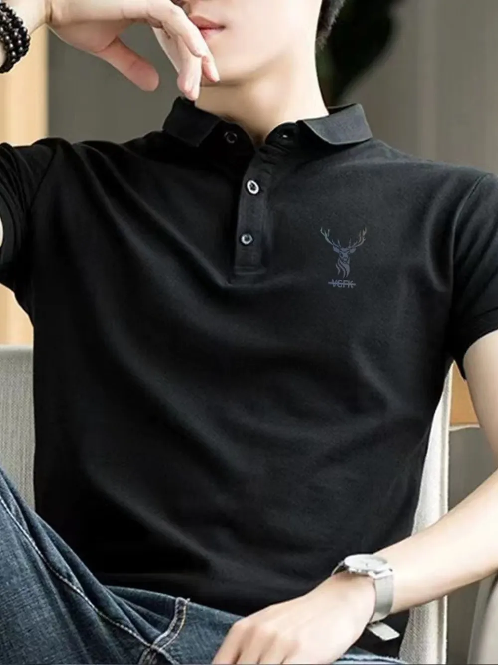 Men's Plus Size Short Sleeve Breathable Polo, image 2
