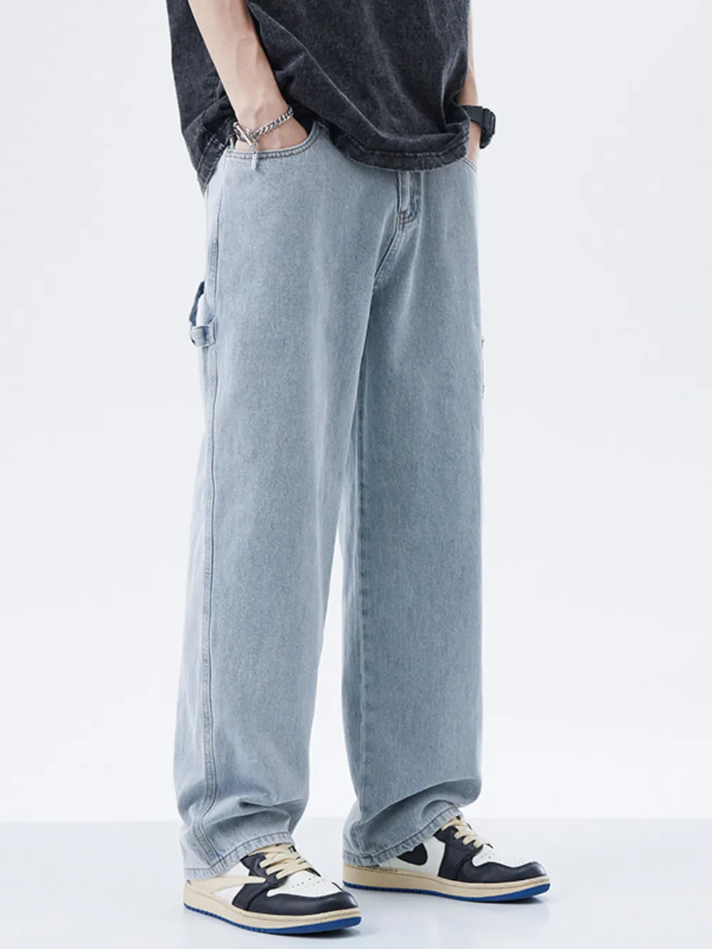 Men's Full Size Washed Wide Leg Jeans Plus Size, image 3