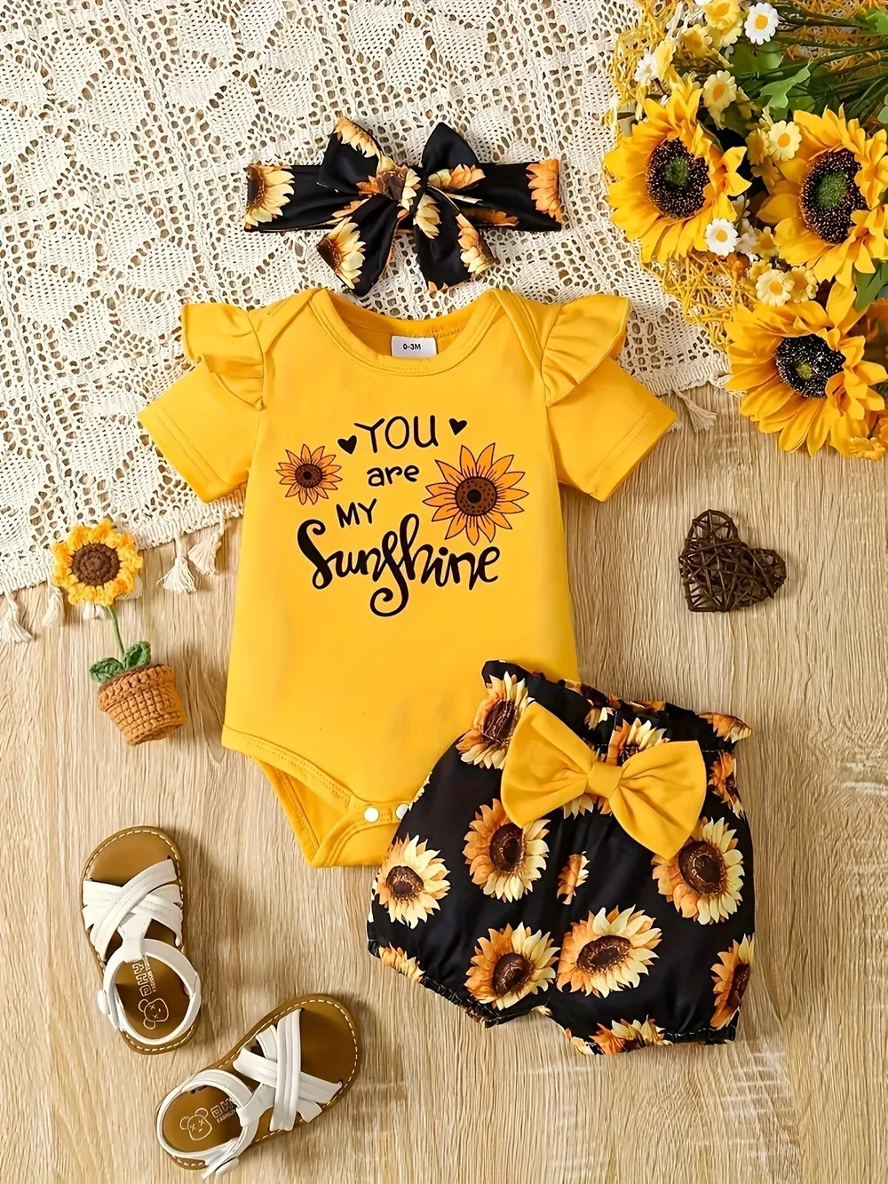 Children's Leopard Ruffled Bodysuit and Shorts Set with Headband, image 6