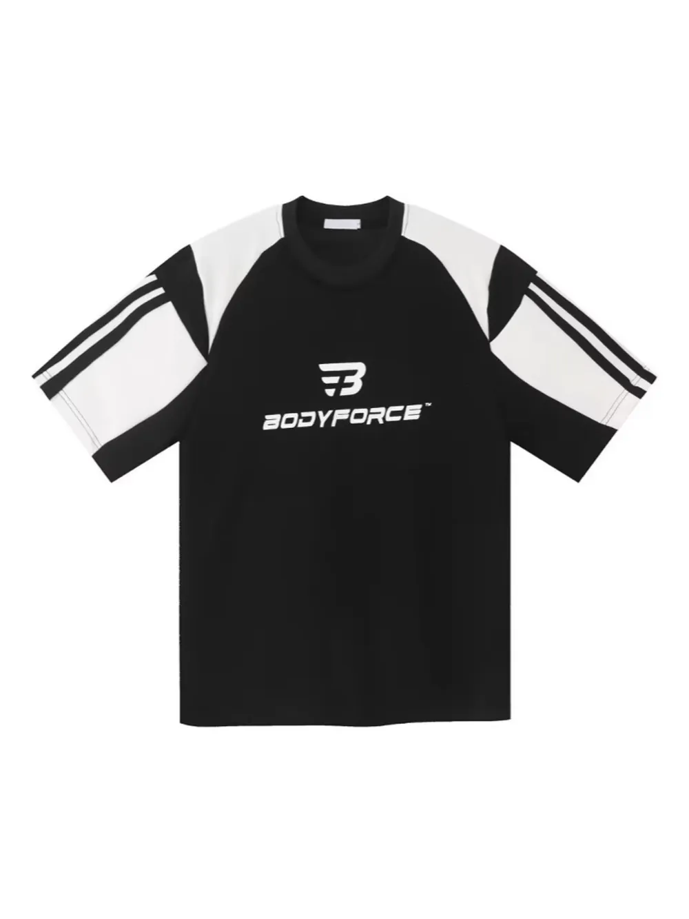 Men's Full Size Contrast Panels Round Neck T-Shirt Plus Size, image 2