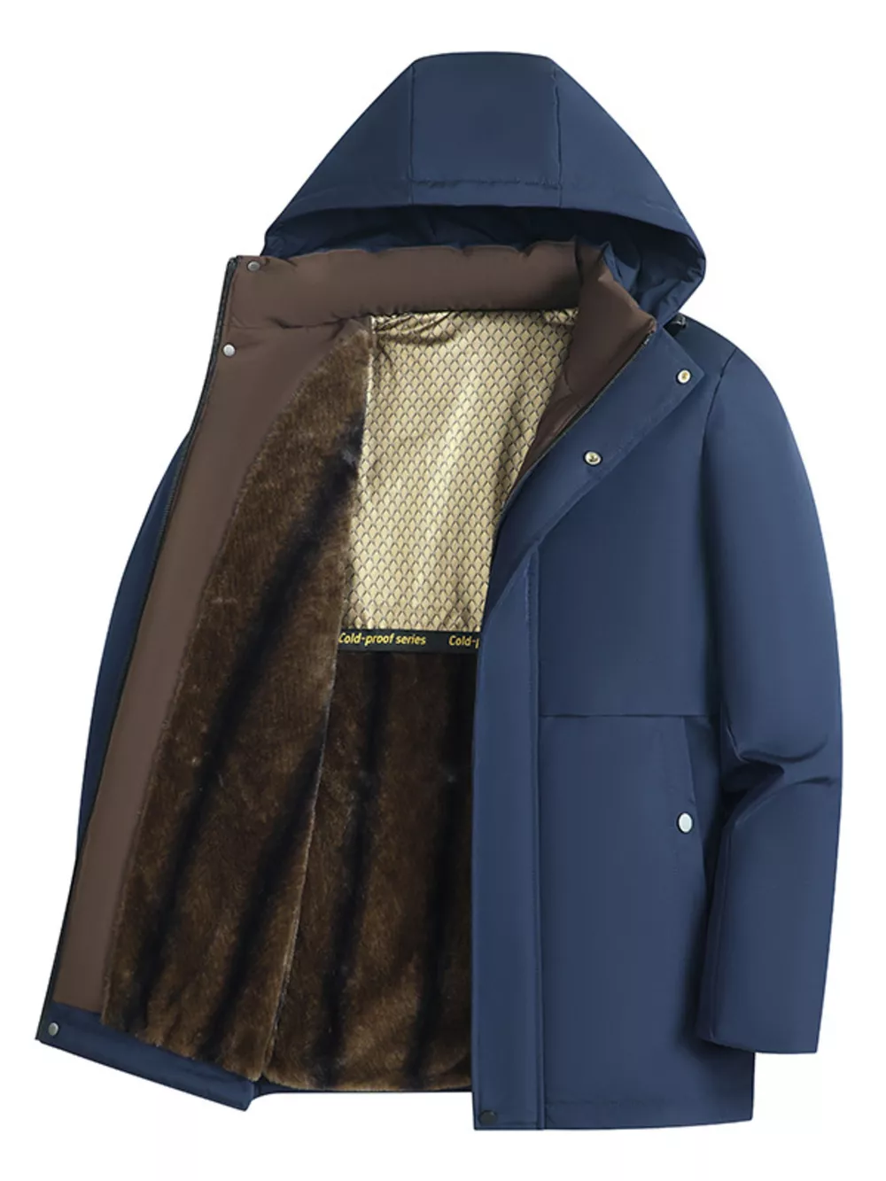 Men's Plus Size Fleece Lined Hooded Winter Coat, image 2