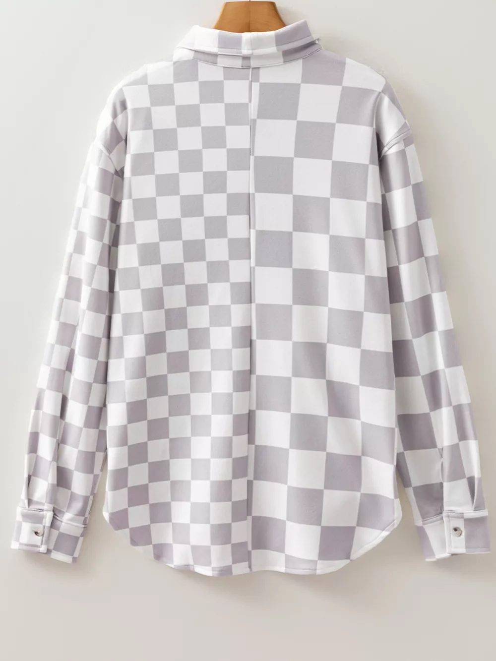 Checkerboard Flap Pocket Button Front Shacket, image 14
