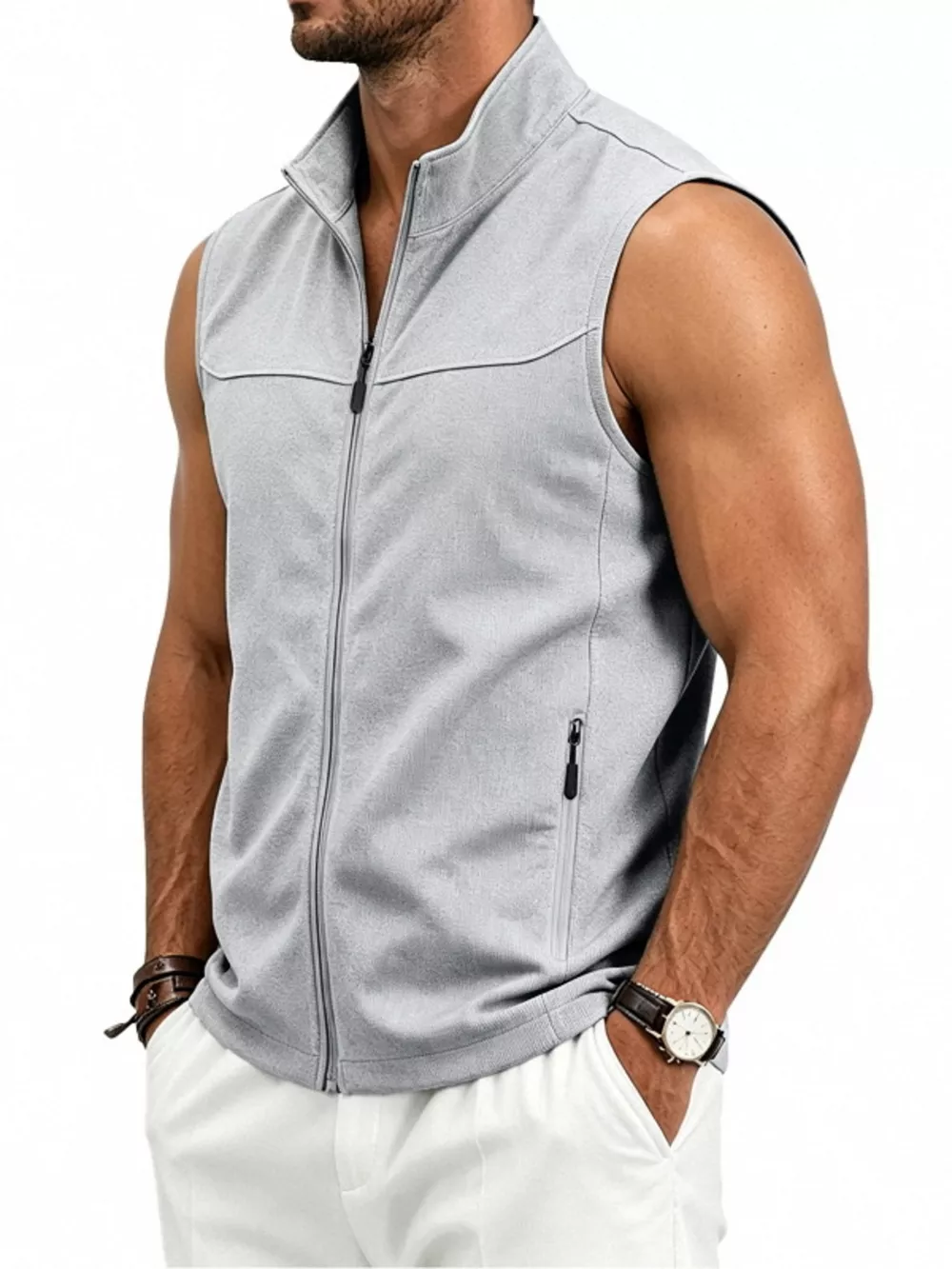 Men's Plus Size Zip Up Vest, image 2