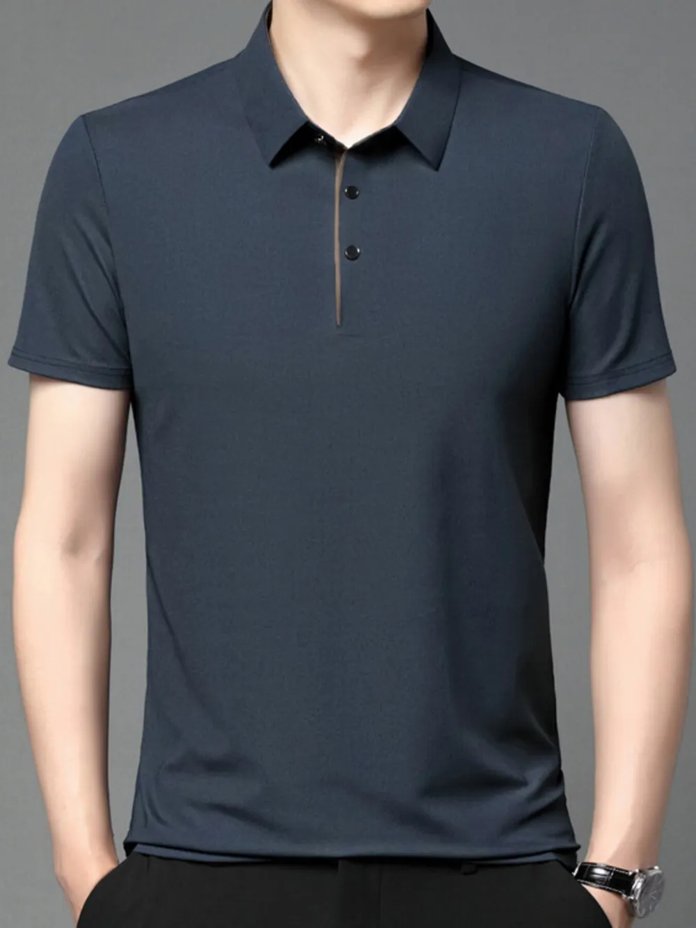 Men's Plus Size Button Detail Short Sleeve Polo, image 3