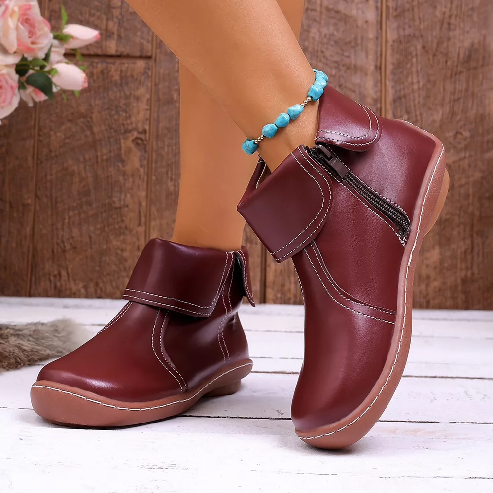 Round Toe Side Zipper Boots, image 4