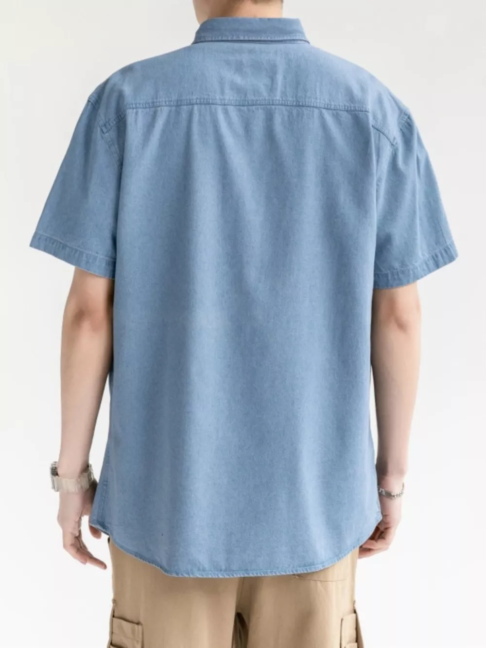 Men's Plus Size Casual Short Sleeve Denim Shirt, image 2
