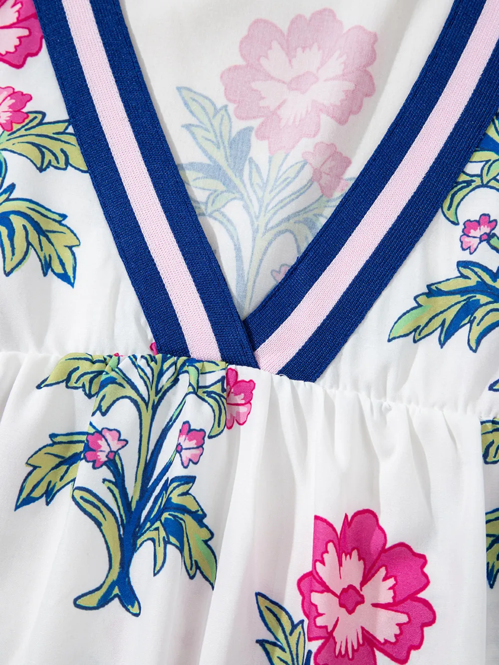 Floral Print Striped V Neck Blouse, image 7