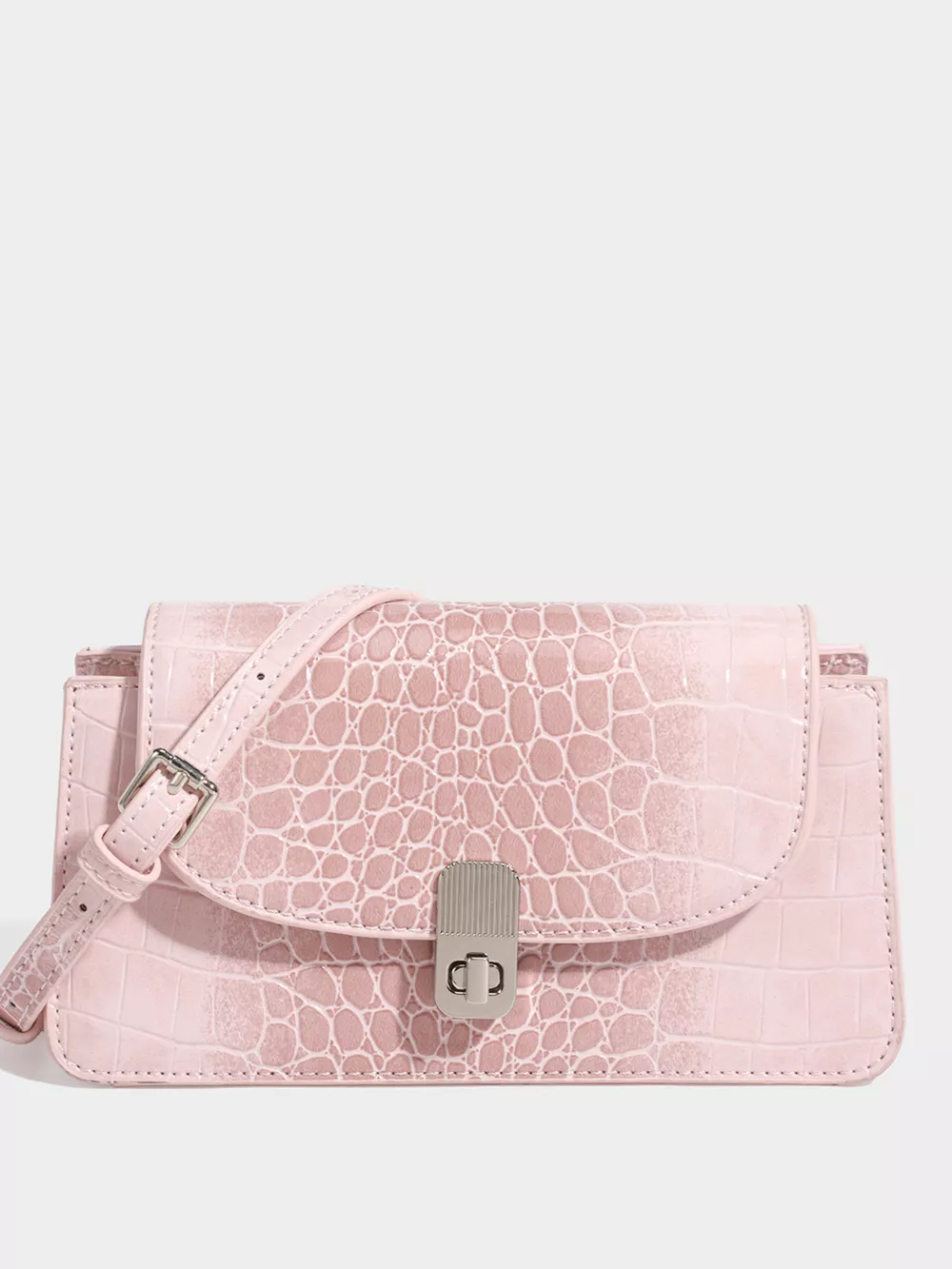 Crocodile Embossed Flap Crossbody Bag, image 3