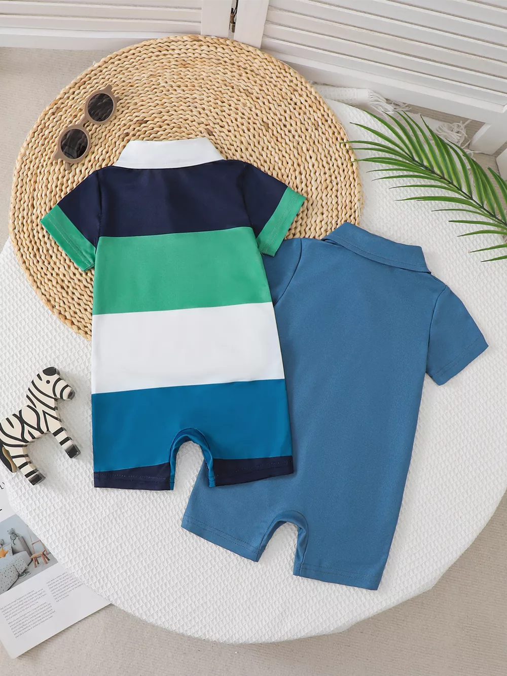 Children's Color Block Short Sleeve Romper, image 5