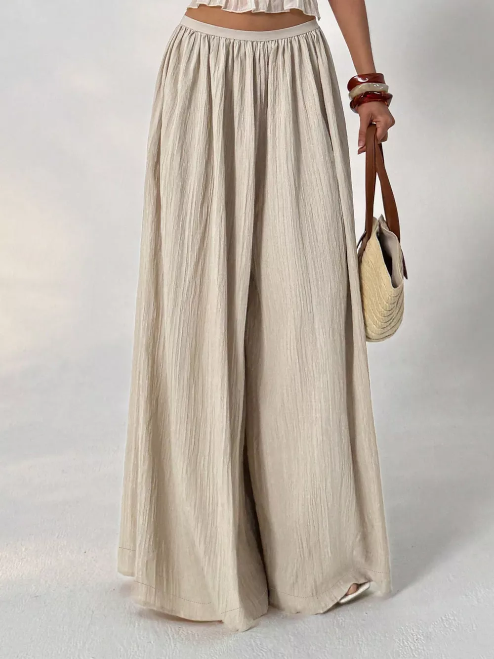 Wide-Leg Textured Pants, image 5