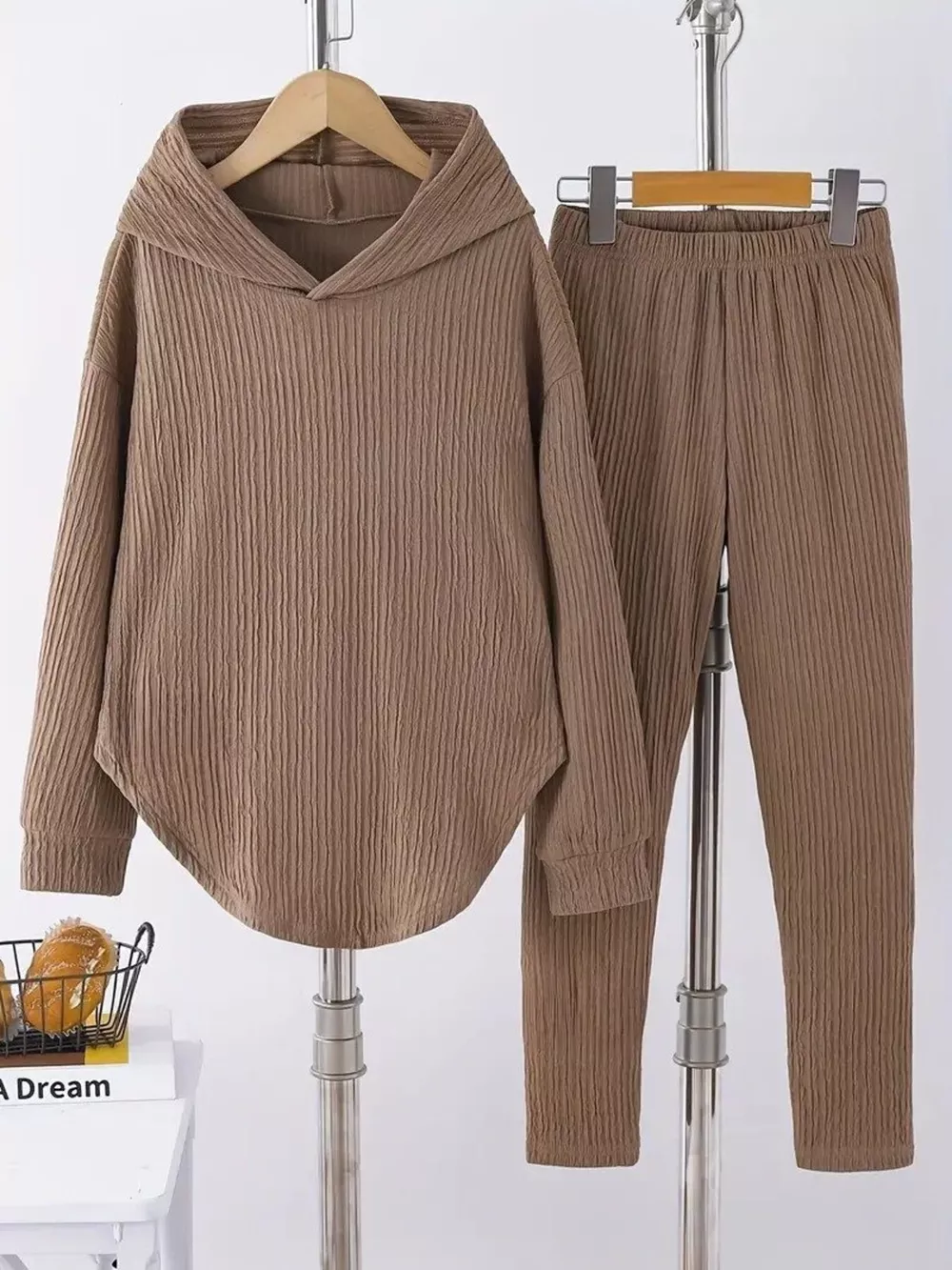 Textured Long Sleeve Hoodie and Pants Set, image 16