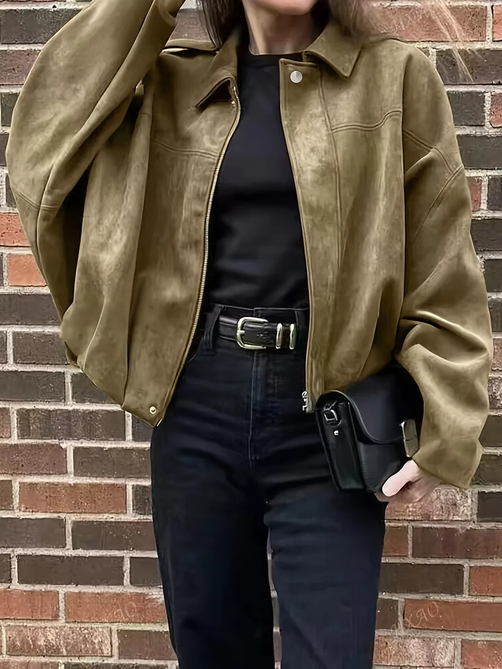 Vintage-Inspired Suede Cropped Jacket, image 2