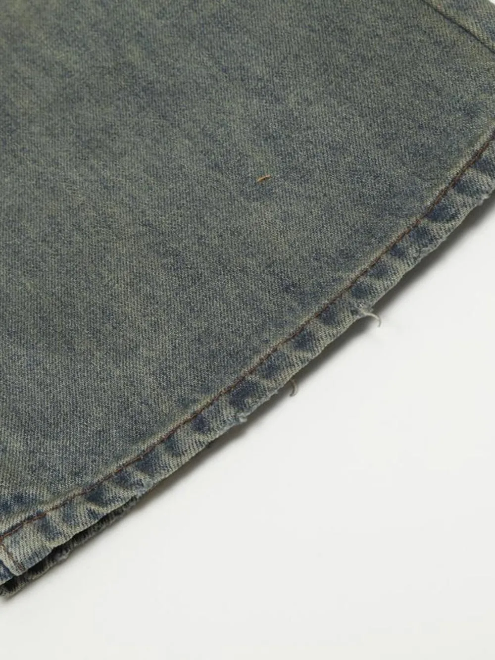 Men's Distressed Slim Bootcut Washed Jeans, image 9